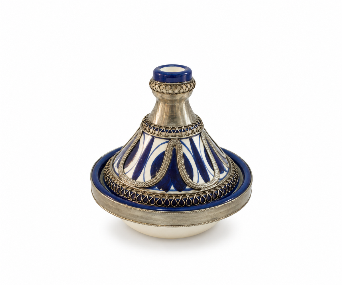 Moroccan Mini Tagine Decorative Ceramic Dish with Brass Lid - M157
