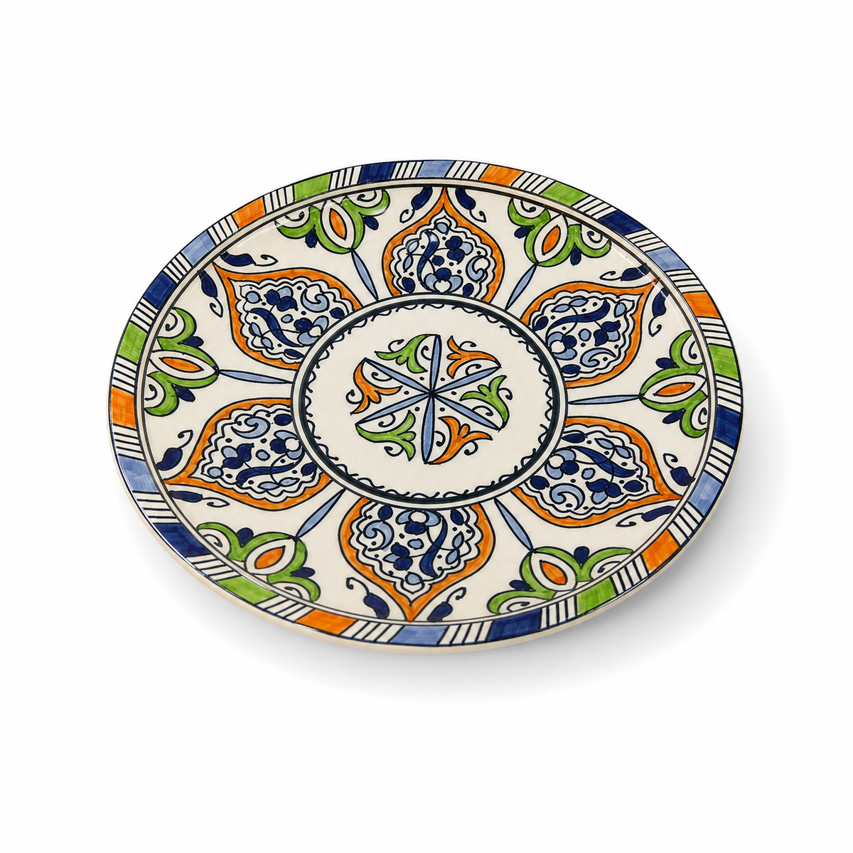 Moroccan Mosaic Ceramic Serving Plate–Handcrafted Decorative Tableware & Display Dish 26cm - M15 (03)