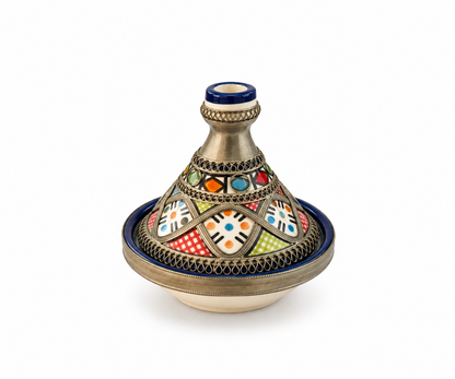 Moroccan Mini Tagine Decorative Ceramic Dish with Brass Lid - M157