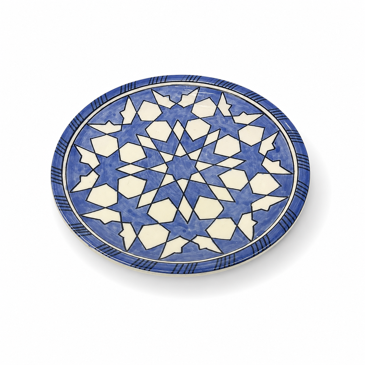 Moroccan Mosaic Ceramic Serving Plate–Handcrafted Decorative Tableware & Display Dish 26cm - M15 (01)