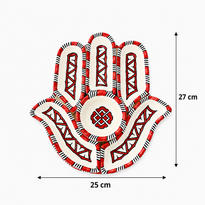Crimson Nomad Hamsa Ceramic Serving Tray Set - M10