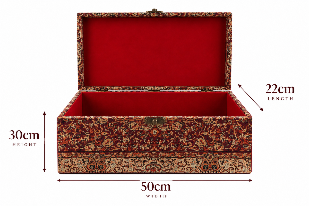Zarina Crimson Termeh Keepsake Storage Box - (30x50x22cm)