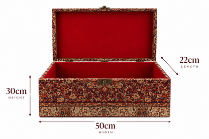Zarina Crimson Termeh Keepsake Storage Box - (30x50x22cm)