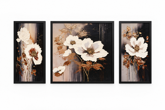 Opulent Floral Serenity Decorative Wall Art Frame - (35x65x35cm)