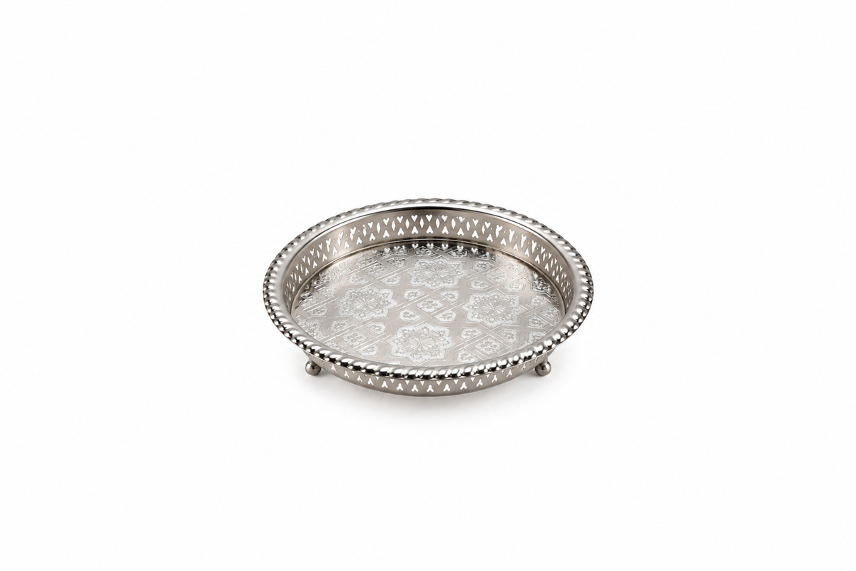 Moroccan Noorhaven Serving Silver Tray (27cm) - M93