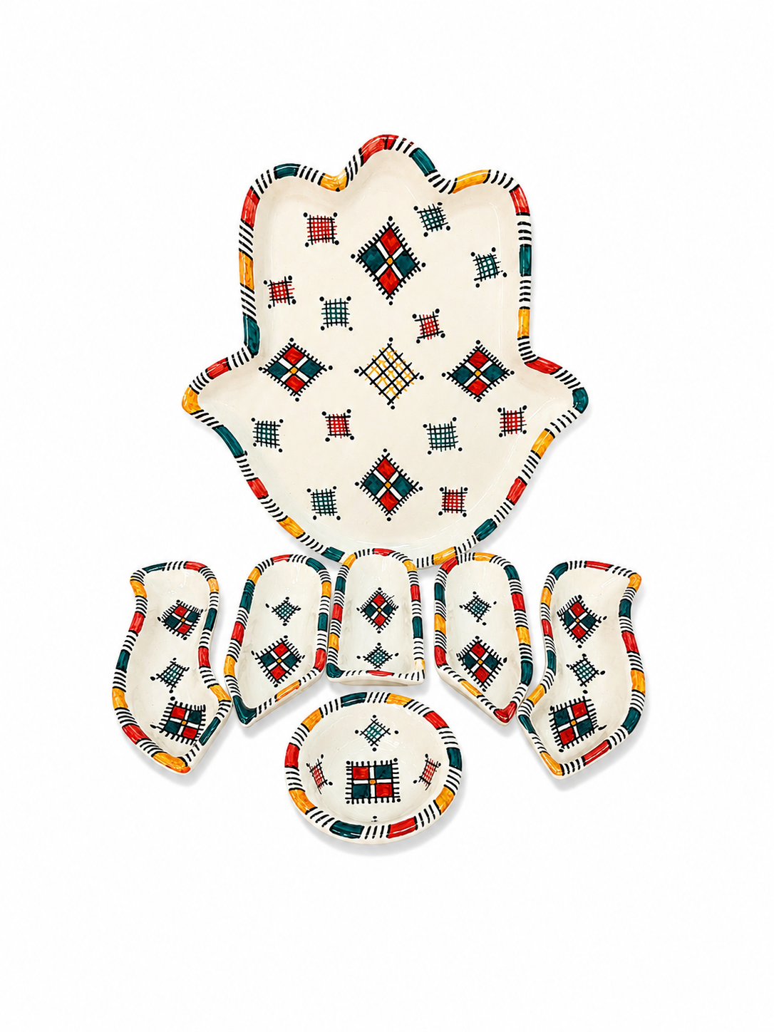 Atlas Mosaic Hamsa Ceramic Serving Tray Set - M10