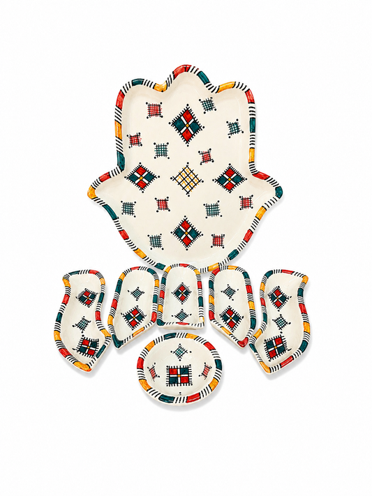Atlas Mosaic Hamsa Ceramic Serving Tray Set - M10