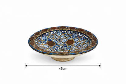 Zaynah Cobalt Medallion Moroccan w/ Copper Decorative Plate - (45cm)