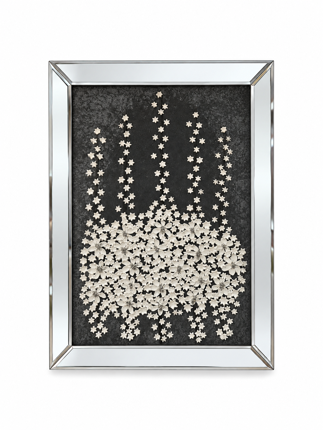 Silver Blossom Cascade Decorative Wall Art Frame - (50x70cm)