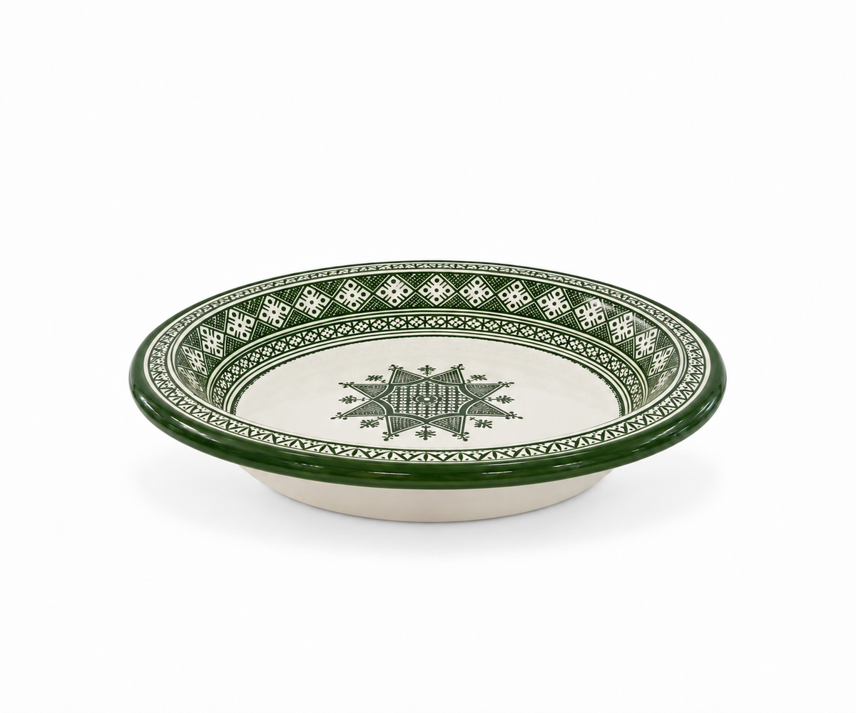 Emerald Medina Artisan Moroccan Handcrafted Ceramic Plate - M3