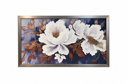 Magnolia Nocturne Decorative Wall Art Frame - (55x95cm)