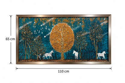 Moonlit Golden Grove Decorative Wall Art Frame - (65x110cm)