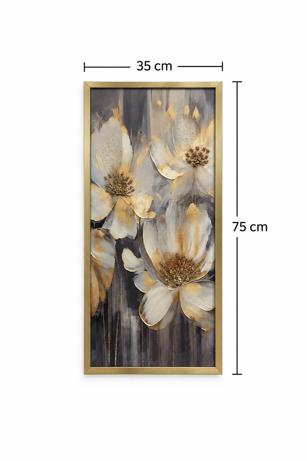 Golden Radiance Floral Decorative Wall Art Frame - (35x75x35cm)