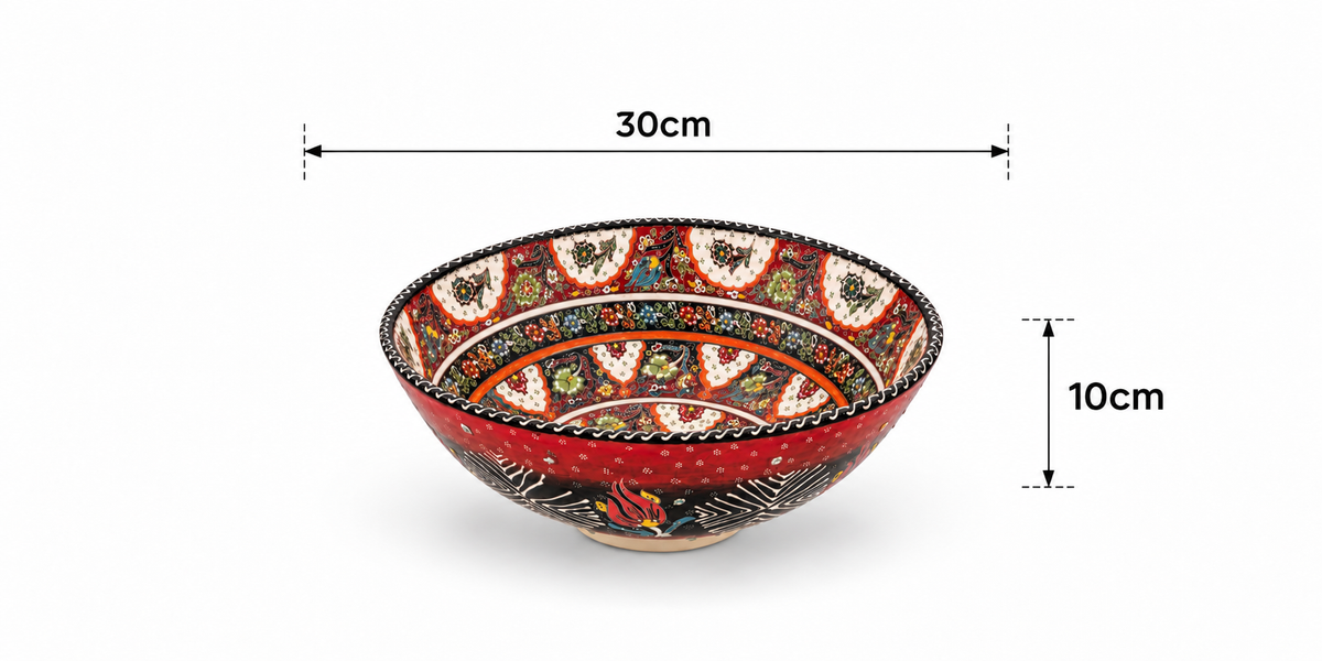 Crimson Mosaic Artisan Ceramic Handcrafted Bowl - Z122