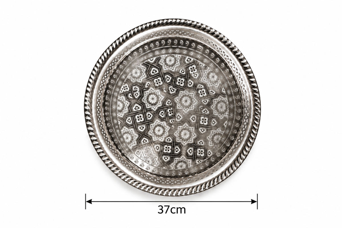 Moroccan Noorhaven Serving Silver Tray (37cm) - M91