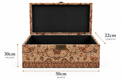 Sahar Beige Medallion Termeh Keepsake Storage Box - (30x50x22cm)