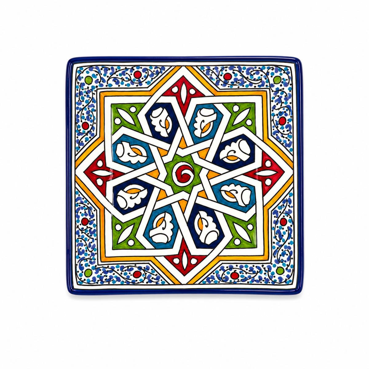 Moroccan Andalusian Handcrafted Mosaic Ceramic Serving Plate - M12