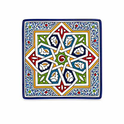 Moroccan Andalusian Handcrafted Mosaic Ceramic Serving Plate - M12