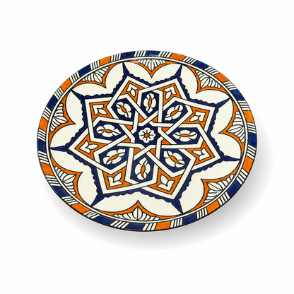 Moroccan Mosaic Ceramic Serving Plate–Handcrafted Decorative Tableware & Display Dish 26cm - M15 (03)