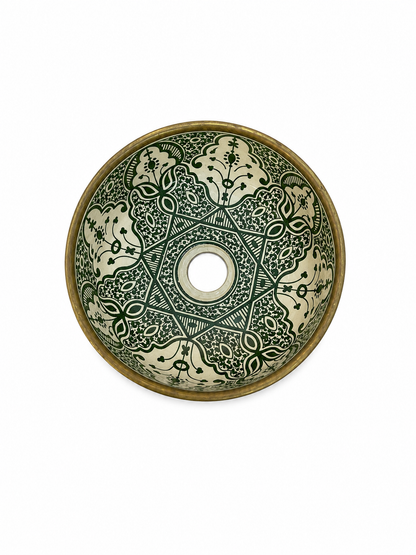 Emerald Medina Artisan Moroccan Copper-Rim Basin - M41