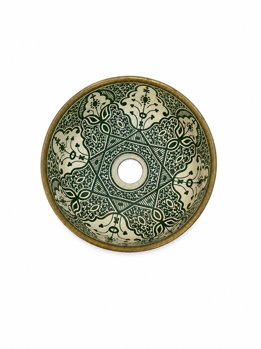 Emerald Medina Artisan Moroccan Copper-Rim Basin - M41