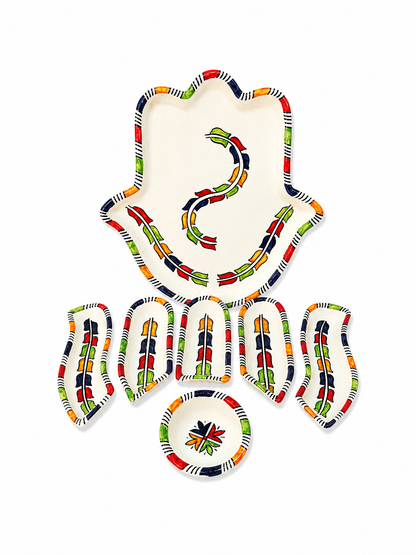 Sahara Mosaic Hamsa Ceramic Serving Tray Set - M10