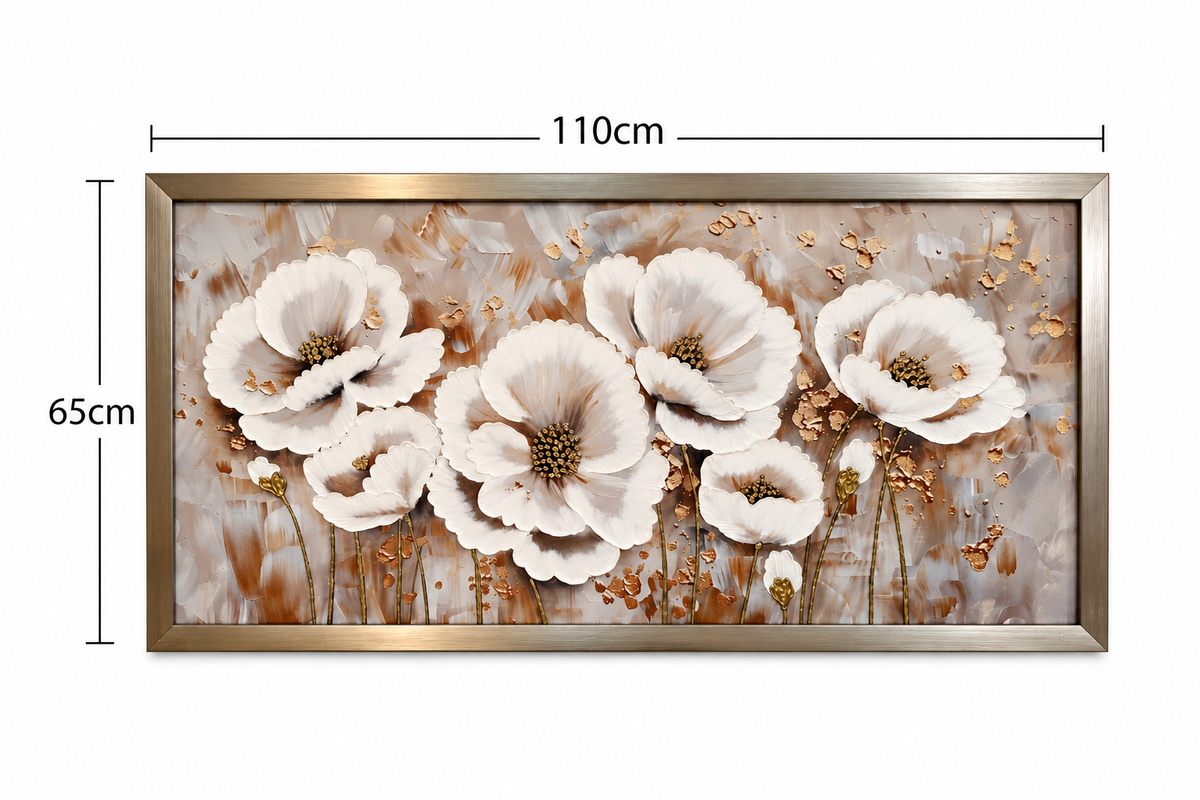 Champagne Blossom Elegance Decorative Wall Art Frame - (65x110cm)