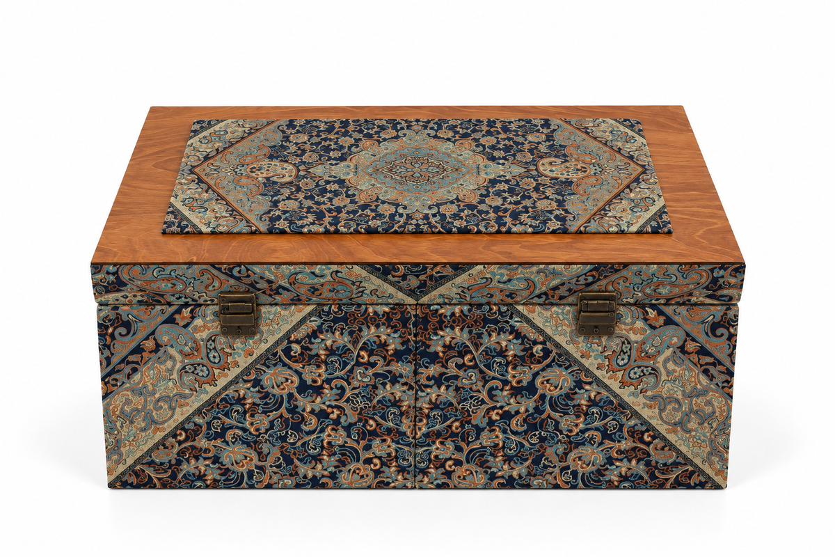 Firouzeh Woodcrest Termeh Keepsake Box - (30x50x22cm)