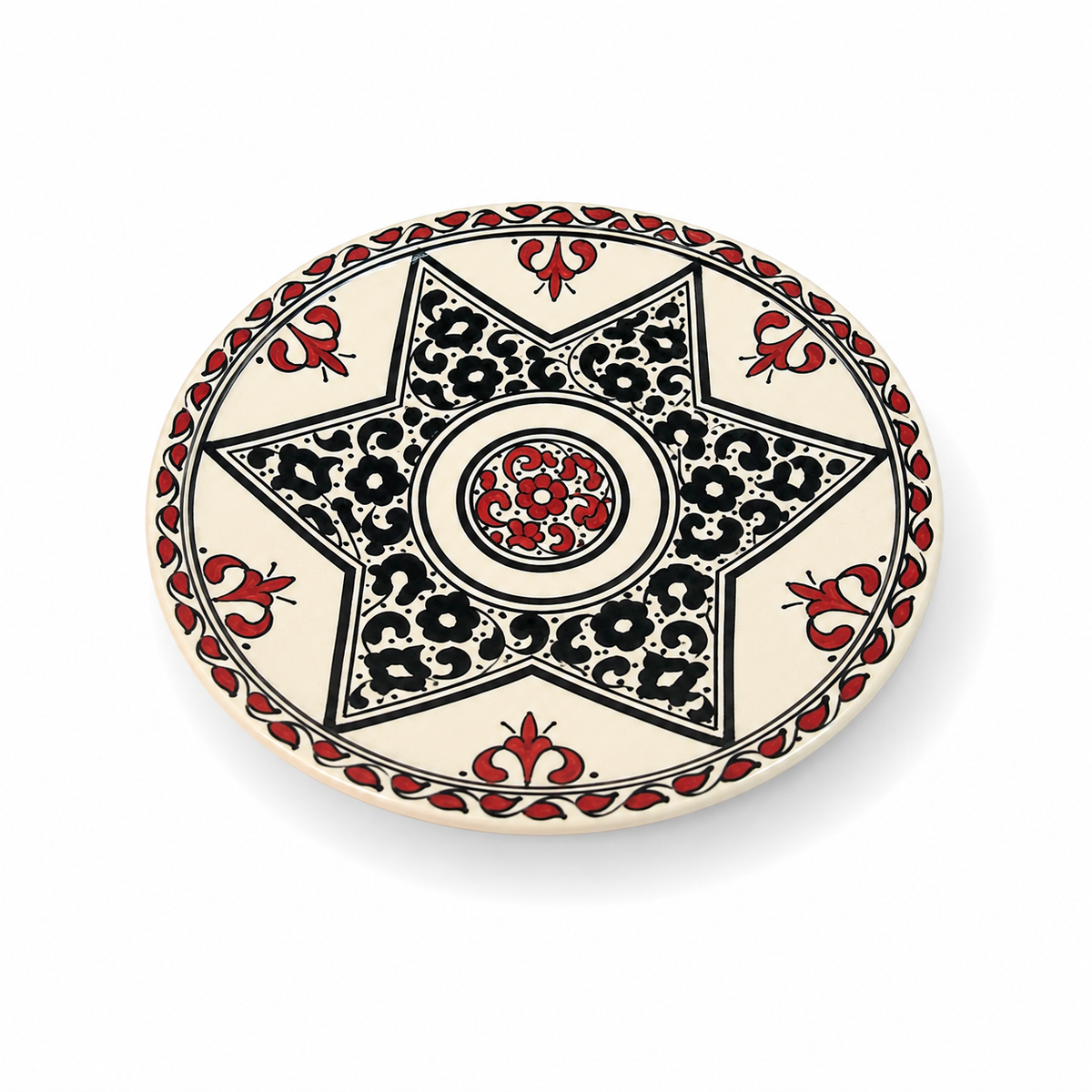 Moroccan Mosaic Ceramic Serving Plate–Handcrafted Decorative Tableware & Display Dish 26cm - M15 (03)