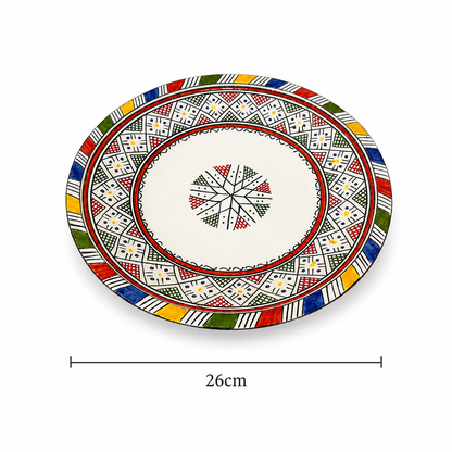 Moroccan Mosaic Ceramic Serving Plate–Handcrafted Decorative Tableware & Display Dish 26cm - M15 (02)