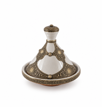 Alabaster Sovereign Legacy Handcrafted Brass Tagine - (25x26cm)