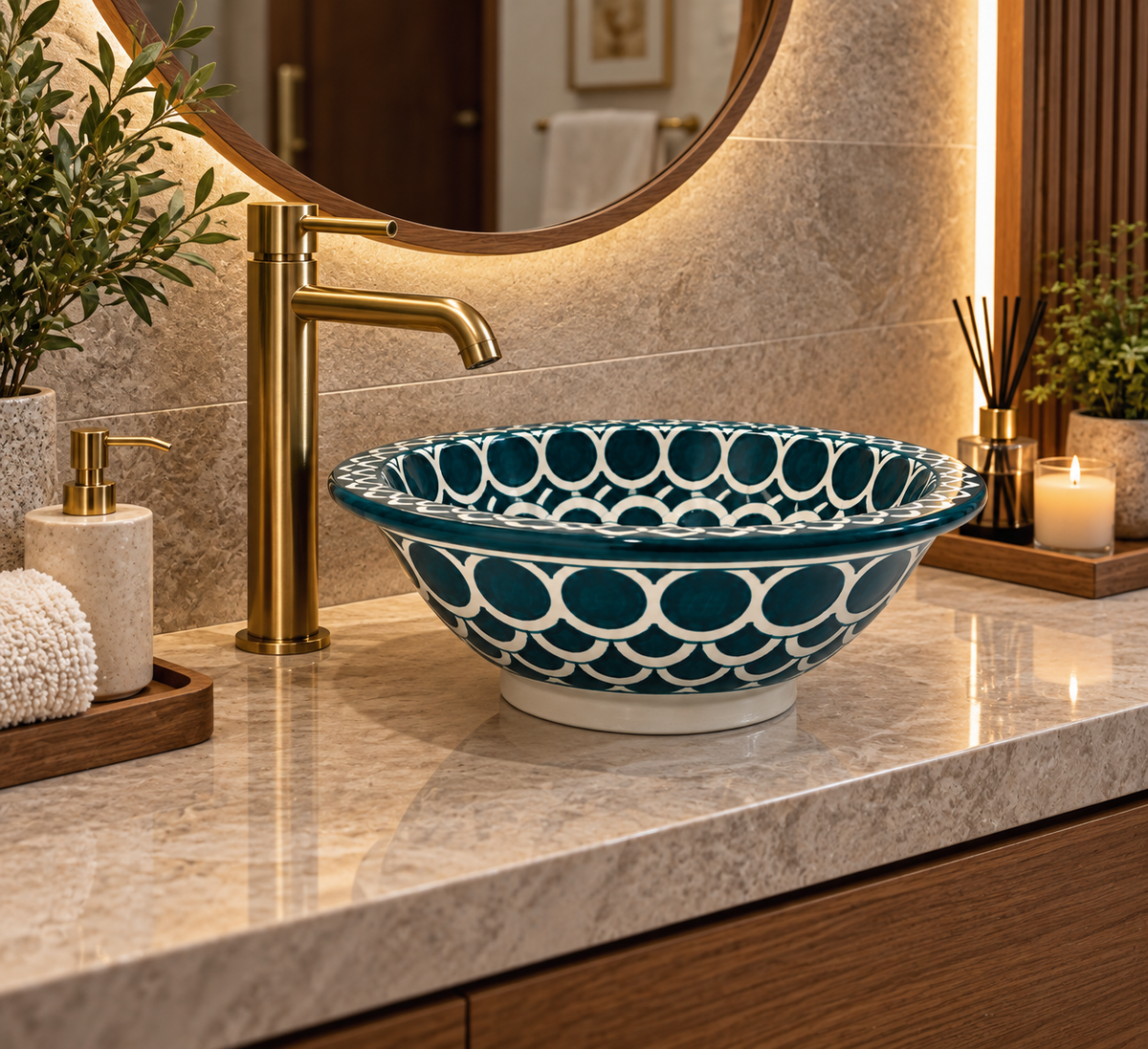 Oceanic Harmony Moroccan Ceramic Basin - M37