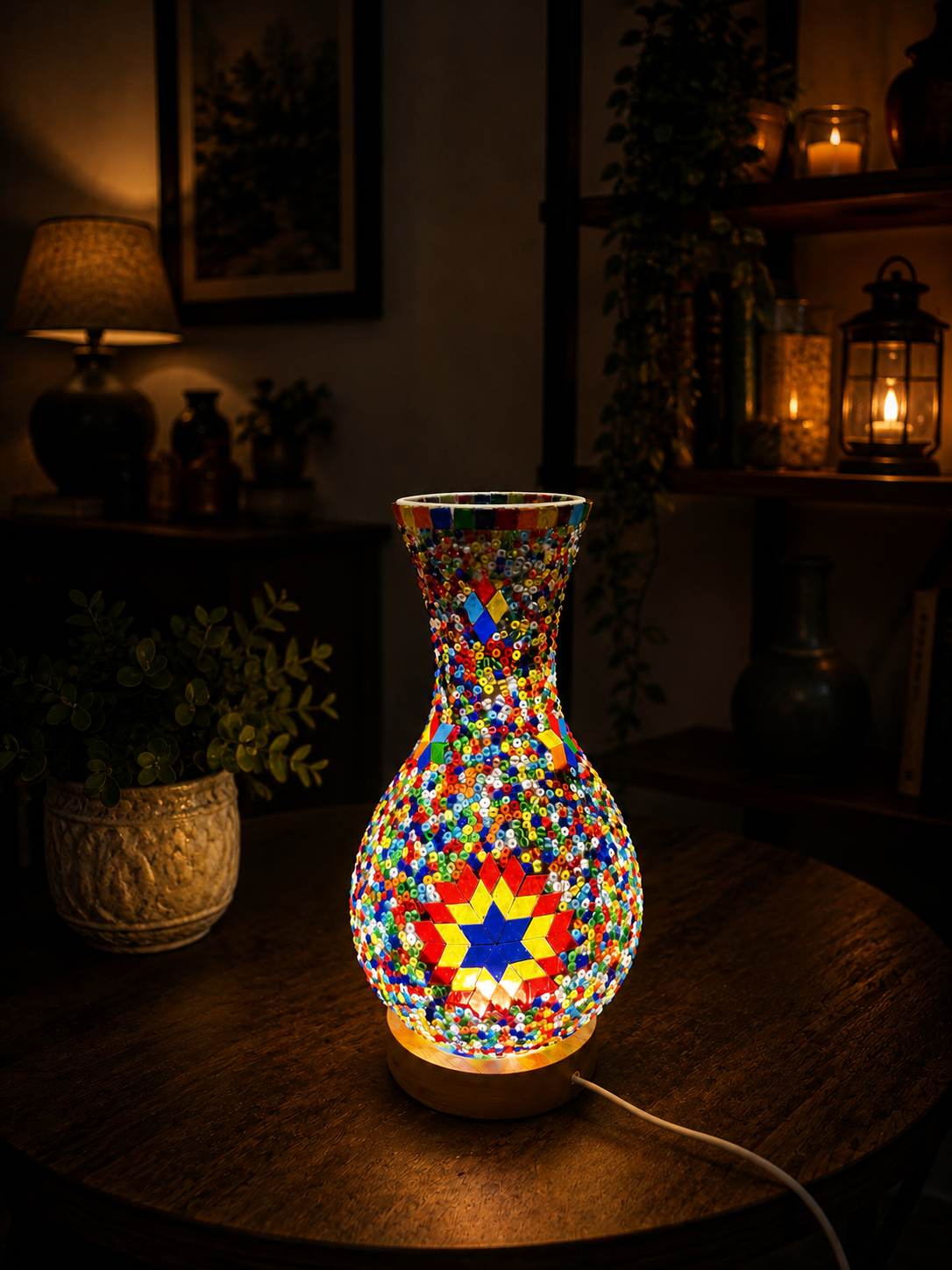 Celestial Bloom Turkish Mosaic Bedside Lamp -1011-
