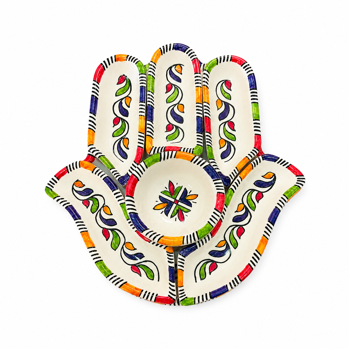 Mediterranean Garden Hamsa Ceramic Serving Tray Set - M10