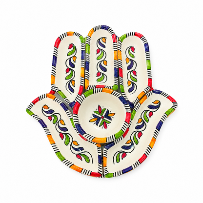 Mediterranean Garden Hamsa Ceramic Serving Tray Set - M10