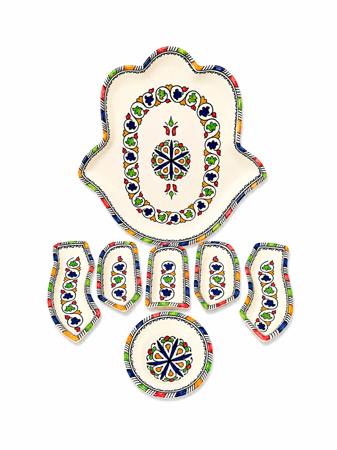 Casablanca Bloom Hamsa Ceramic Serving Tray Set - M9