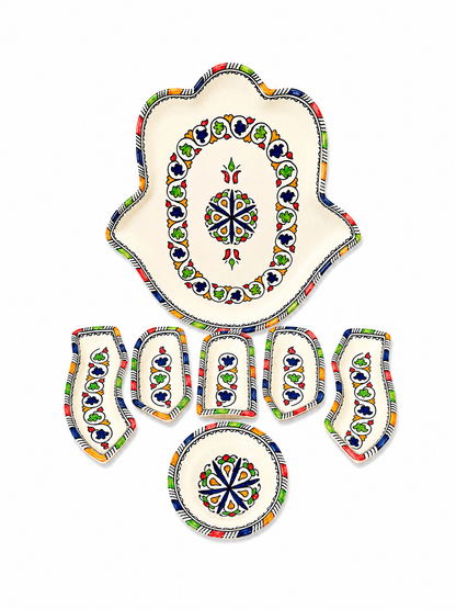 Casablanca Bloom Hamsa Ceramic Serving Tray Set - M9
