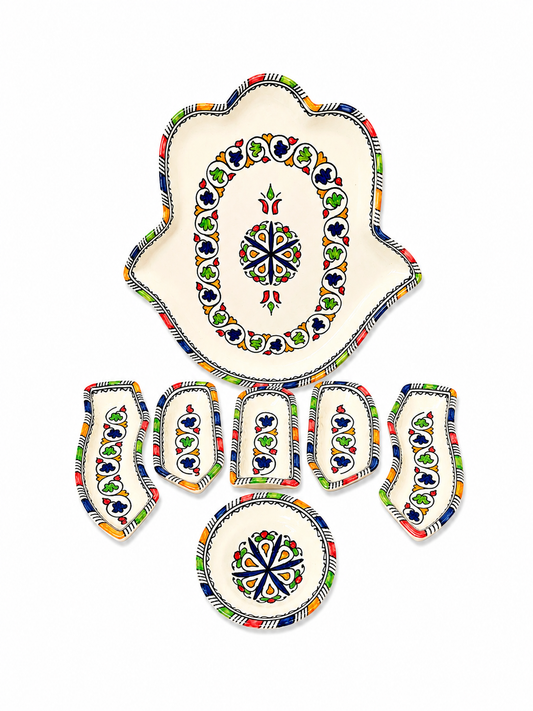 Casablanca Bloom Hamsa Ceramic Serving Tray Set - M9
