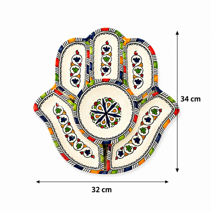 Casablanca Bloom Hamsa Ceramic Serving Tray Set - M9