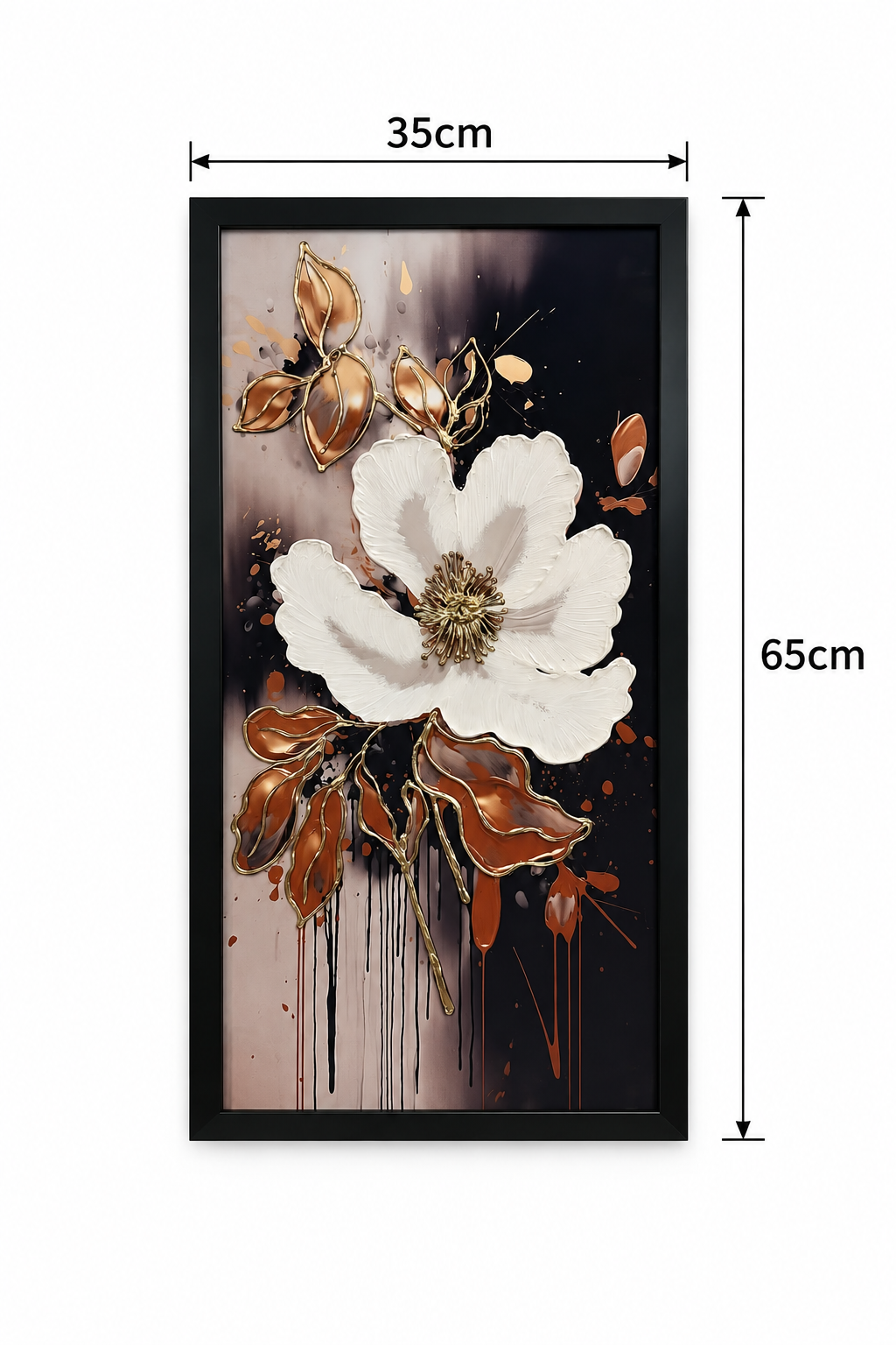 Opulent Floral Serenity Decorative Wall Art Frame - (35x65x35cm)