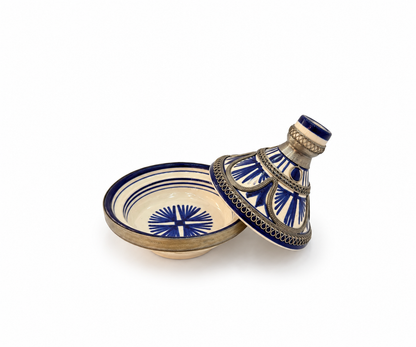 Moroccan Mini Tagine Decorative Ceramic Dish with Brass Lid - M157