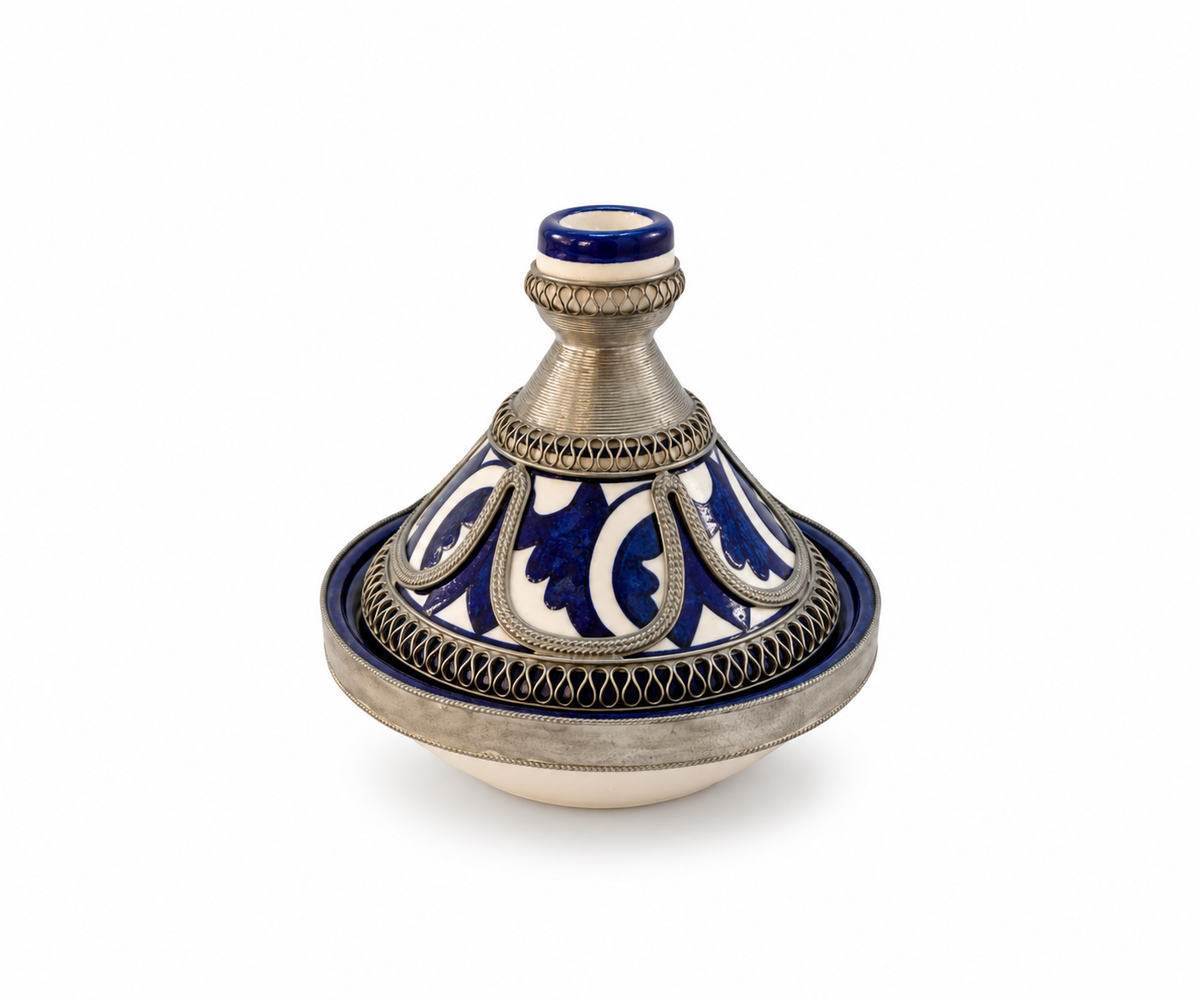 Moroccan Mini Tagine Decorative Ceramic Dish with Brass Lid - M157
