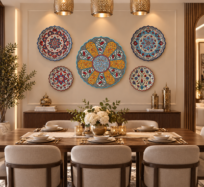 Safira Bloom Medallion Moroccan Decorative Ceramic Plate - (50cm)