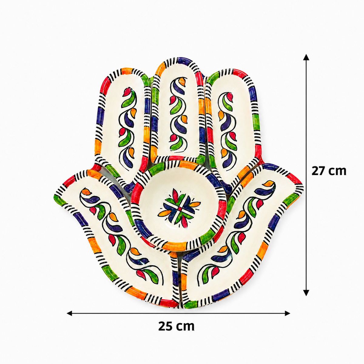 Mediterranean Garden Hamsa Ceramic Serving Tray Set - M10