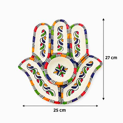 Mediterranean Garden Hamsa Ceramic Serving Tray Set - M10