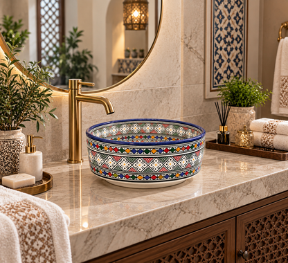 Atlas Mosaic Moroccan Handcrafted Ceramic Basin - M36
