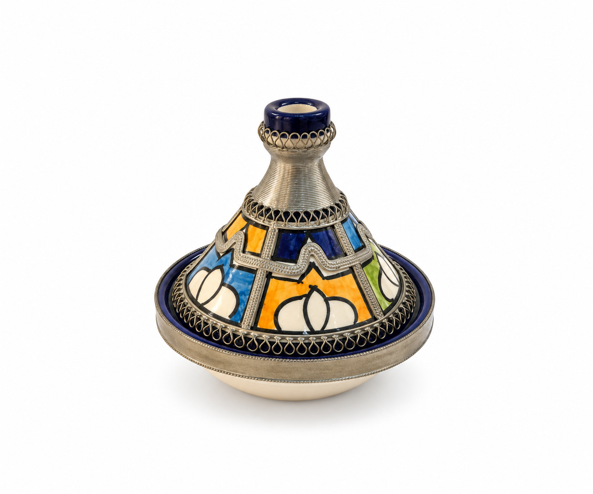 Moroccan Mini Tagine Decorative Ceramic Dish with Brass Lid - M157