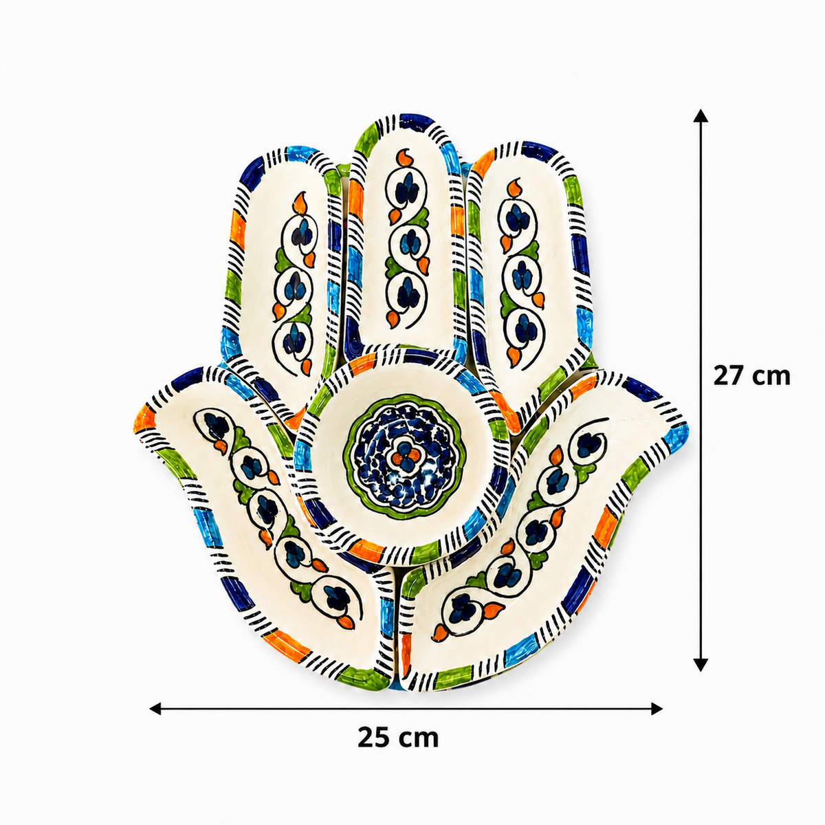 Azure Bloom Hamsa Ceramic Serving Tray Set - M10