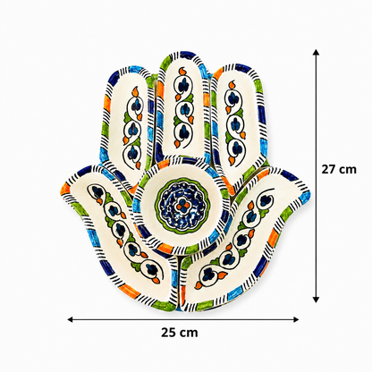 Azure Bloom Hamsa Ceramic Serving Tray Set - M10