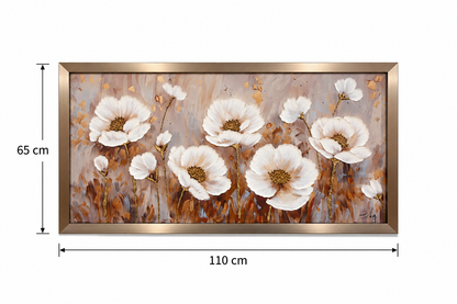 Eternal Ivory Bloom Serenity Decorative Wall Art Frame - (65x110cm)